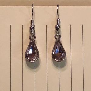 Pink crystal tear drop dangle earrings NEW